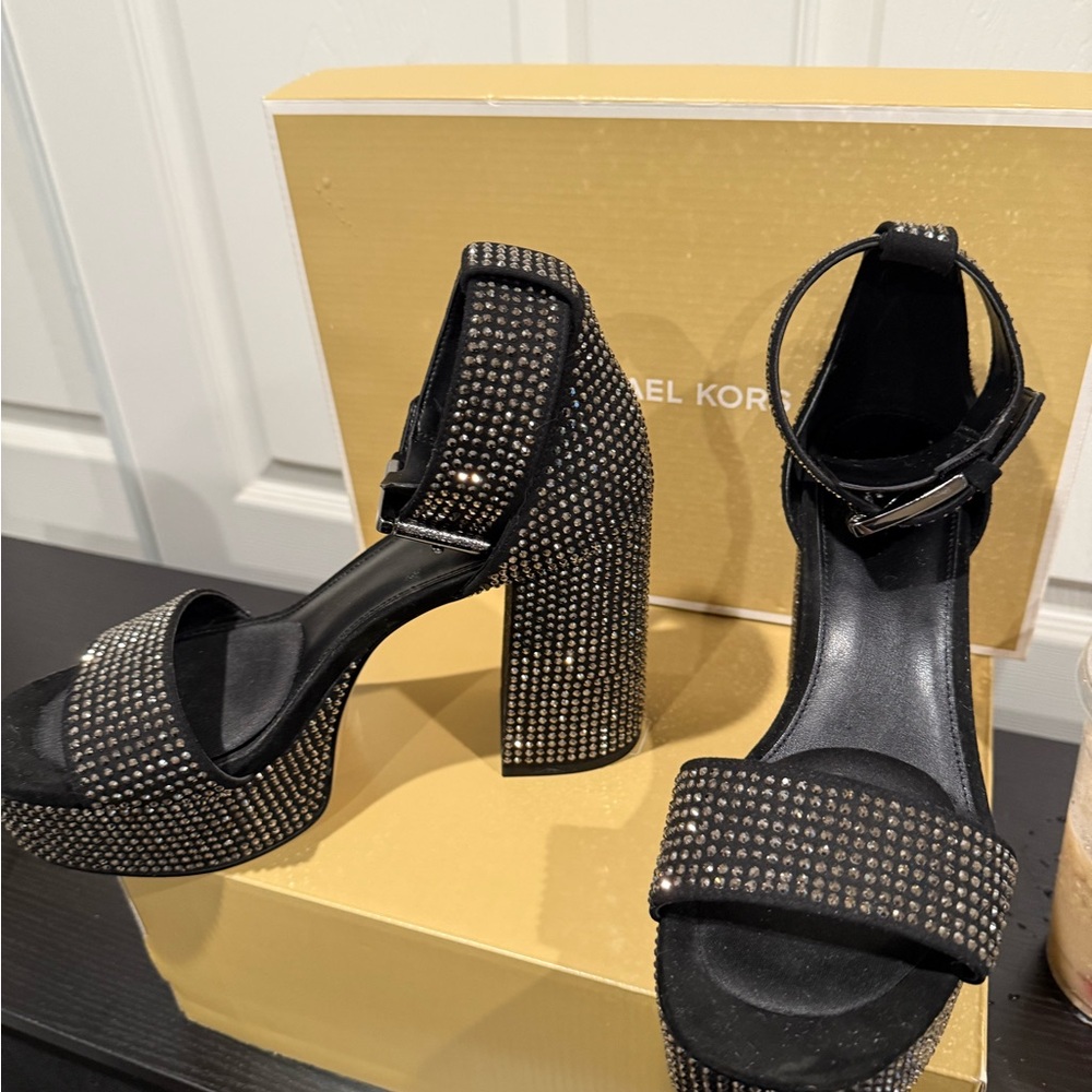 Michael Kors Black and Silver Studded Heels